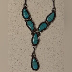 Vintage Signed Zuni Turquoise Sterling Si Pendant Necklace-Susie Willis Leekity
